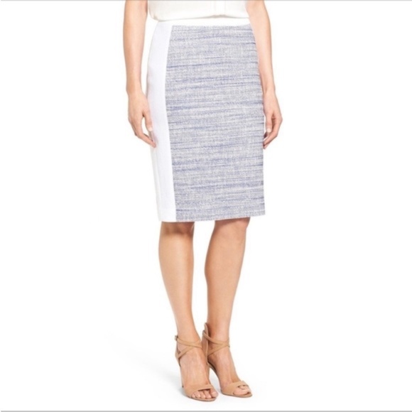 Classiques Entier Dresses & Skirts - Classiques Entier Clematis Kate Tweed Colorblock Pencil Skirt in Blue Si…